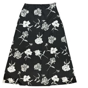 Vintage Floral Maxi Skirt Fairy Grunge Whimsical Whimsigoth Sz M Black 90s Y2K